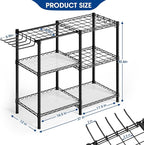 T3 Garden Tool Organizer（With 6 Shelves and 3 PP Panel）Heavy Duty Garage Tool Storage for Yard，Shed and Lawn，Freestanding Tool Organizers and Storage UP to 80 Tools，Black with Anti-Tip Device