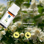 Jasmine Essential Oil - Pure Organic Jasmine Oil for Skin, Hair, Diffuser, Spray, Roll On, Body, Massage - Floral Scent, 10mL