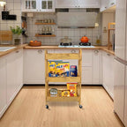 3-Tier Rolling Utility Cart with Lockable Wheels Storage Slim Storage Heavy Duty Cart Mobile Shelving Unit Craft Narrow Organizer for Bathroom Laundry Kitchen (Vintage Yellow)