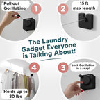 GorillaLine Basic - Retractable Clothesline Indoor Outdoor Clothes Line - Heavy Duty Clothes Drying Laundry Line - Wall Mounted Drying Rack - Air Dry Clothing - 15ft line Max Tighten with GorillaGrip