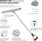 Landscape Rake, 36" Aluminum Heavy Duty Lake Weed Rake, Multifunctional Detachable Aquatic with 134'' Extension Handle & 20Ft Rope, for Weed Algae Removal Loosening Soil Lawn Garden Care