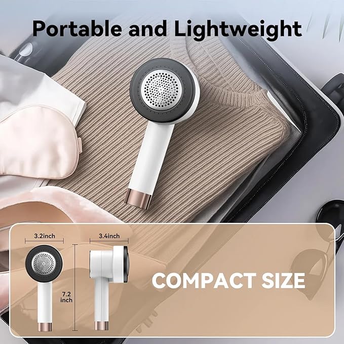 Fabric Shaver Lint Remover: Rechargeable Lint Shavers for Clothes with LED Display 3 Speeds and 6-Leaf Blades, Portable Electric Lint Shaver to Remove Fuzz Ball Pilling from Sweater Furniture