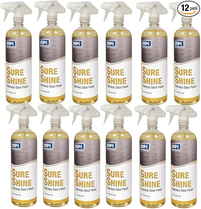 Sure Shine: Stainless Steel Cleaner & Polish, RTU, Quart - Case of 12