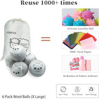 Dryer Balls Laundry Reusable, XL Wool Dryer Balls Cute, Fabric Softener Ball, Extra Large Dryer Balls with Animal Pattern, Shorten Drying Time, Organic Wool - Dry 1000+ Loads (Gray 6 Pack Dog Shapes)