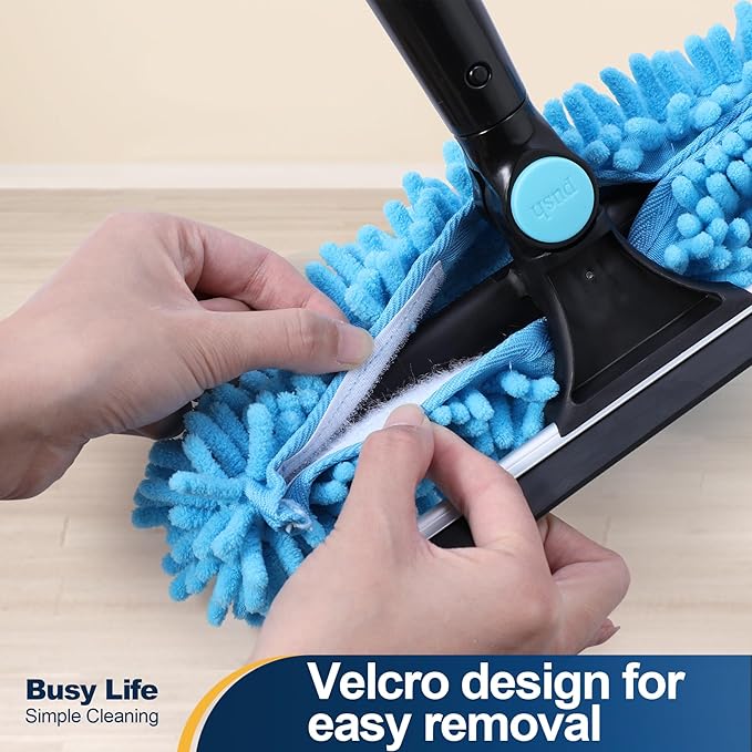 Yocada 2-in-1 Window Squeegee and Scraper with 2 Microfiber Cloths Adjustable Length 180° Rotatable Head for Glass Car Bathroom Floor Tile Window Cleaning 64.96"