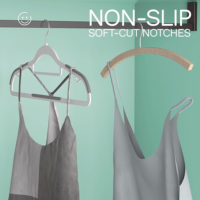 40 Pack Heavy Duty Plastic Hangers, Non Slip Clothes Hangers with Rubber Pads and 360° Hook - Thin Space Saving Hanger, Closet Organizer for Shirt, Pants, Suit, Skirt,Coat - Gray
