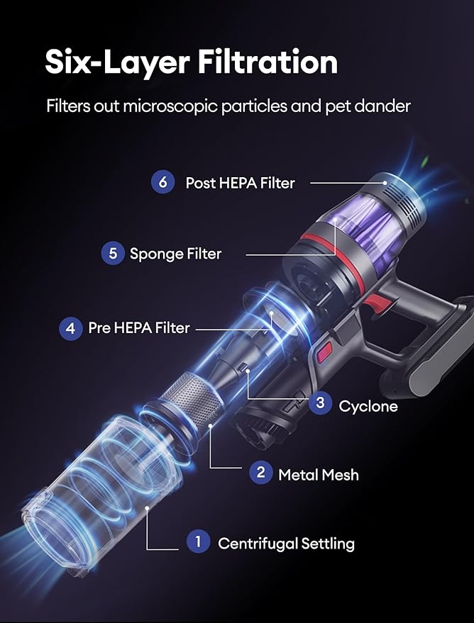 Ultenic Cordless Vacuum Cleaner, 550W/50Kpa, 60Mins Runtime, 180°Bendable Wand, Anti-Tangle Brush, Stick Vacuum Cordless with Charging Dock, Handheld Vacuum for Pet Hair/Carpet/Floor/Car, U16 Flex