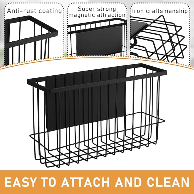 Magnetic Dryer Ball Holder for Laundry Room Dryer Ball Organization, Magnetic Lint Bin for Laundry Room Wool Dryer Ball Organizer, Iron Dryer Ball Container for Laundry Room Storage（Black）