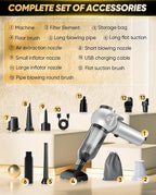 Saker Car Vacuum Portable 6-in-1 Handheld Cordless Vacuums, 20000PA Suction, 7800mAh Blower, Window Breaker, Seatbelt Cutter for Car, Home & Office Cleaning SW102 Silver