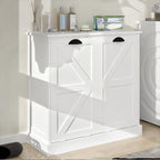 Two-Compartment Tilt-Out Laundry Sorter Cabinet with Removable Cloth Bags,Laundry Room Organization,UV Painting Cabinet for Laundry Room,Bathroom,Utility Room-White