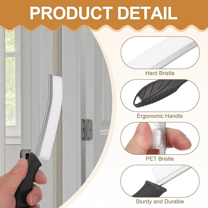 uxcell 5pcs Crevice Cleaning Brush, Hard Bristle Gap Scrub Brush, Bathroom Cleaning Tools for Window Bathroom Faucet Gap, White