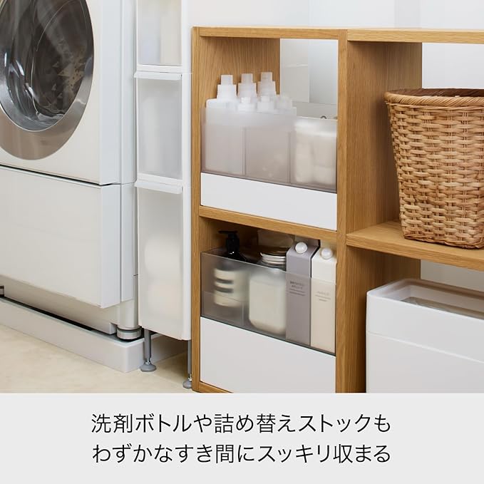 like-it TS-111A Laundry Storage Gap Stocker, 3 Tiers Width 7.3 x Depth 18.3 x Height 35.8 inches (18.7 x 46.5 x 91 - 93.5 cm), White, Made in Japan