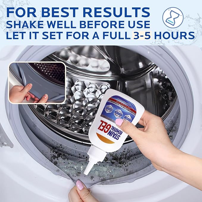 Mold Stain Remover Gel :Use on Washing Machine Gasket,Sink,Shower and Bathroom Grout - Front Load Washer Cleaning Solution,Heavy Duty Stain - 6.76 Fl oz