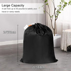 Polecasa Small Heavy Duty Laundry Bag with 130gsm Tear Resistant Fabric and Handles, Easy to Carry Durable Dirty Clothes Drawstring Bag, Perfect for College Dorm, Travel 21”x24”,Black