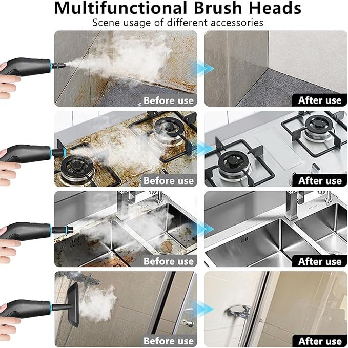 Steam Cleaner, Steamer for Cleaning, 2500W Pressurized Steam Cleaner with 12 Attachments, Portable Steamer Cleaner for Home Car Kitchen Bathroom Furniture Tile Grout (White)