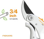 Fiskars Bypass Pruner with PowerLever, Lightweight Garden Shears, White