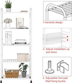JSB 5-Tier Adjustable Shelving Unit, Heavy Duty Storage Rack Organizer Metal Corner Shelf for Kitchen Living Room Laundry Pantry Bathroom (White, 5 Tier)