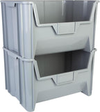 Hudson Exchange 20" x 15" x 12.5" (1 Pack) Plastic Giant Stackable Hopper Bin Container, Gray