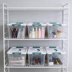8-Pack 14 Quart Clear Organizing Container with Lid, Plastic Latching Box with Handles