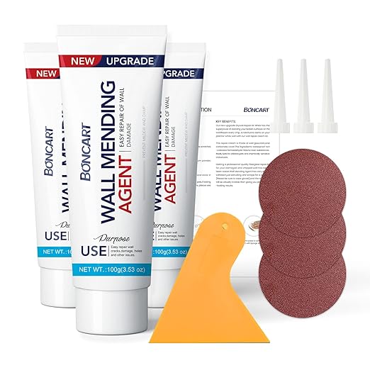 Drywall Repair Kit, Spackle Wall Repair Kit, 3 Pack Wall Mending Agent Putty, Wall Repair Paste Plaster for Wall Crack/Nail Hole, Wall Hole Filler with Scraper/Sandpaper