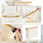 Toilet Paper Roll Storage, Bathroom Slim Toilet Paper Storage with Lid for 12 Rolls, Ultimate Bathroom Organizer with Anti-Slip Base, Beige 30L