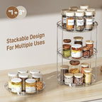 LAMU 3 Pack 2 Tier Lazy Susan Turntable Organizer 9.25'' Rotating Spice Rack Organization for Cabinet, Kitchen, Pantry, Countertop, Bathroom, Vanity, Medicine Cabinet Organizer, Clear