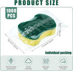 Tanlade 1000 Pcs Individually Wrapped Sponges Kitchen Bulk Non Scratch Scouring Sponges for Dishes Household Cleaning Travel Apartments Hotel Car (Yellow Green)