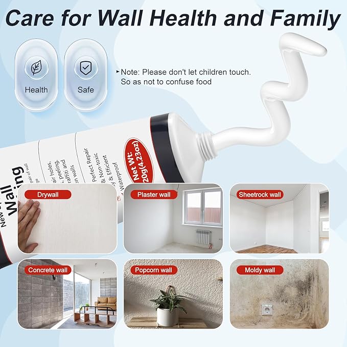 2 Pack Drywall Repair Kit, 240g Quick Drying Spackle Wall Repair with Scraper Wall Patch Repair to Fix Wall Surface Holes and Creak Damage Wall Mending Agent for Home Wall Plaster Wall Repair