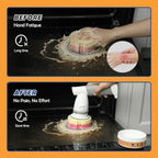 LANMU Electric Spin Scrubber Wand Compatible with Scrub Daddy/Mommy with Soft Silicone Sponge Hub, Power Cleaning Brush,5 Replaceable Heads, Ergonomic Handle for Oven, Stove, Sink, Shower, Tub, Tile