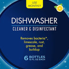 Glisten Dishwasher Cleaner, Removes Limescale, Rust, Buildup, and Grease, Lemon Scent, 12 Ounce Bottle, 6-Pack