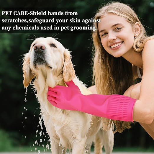 Rubber Gloves for Cleaning – 3 Pairs Reusable Gloves for Dishwashing, Kitchen and Household Tasks, 15-Inch Long, Non-Slip and Waterproof (Medium)