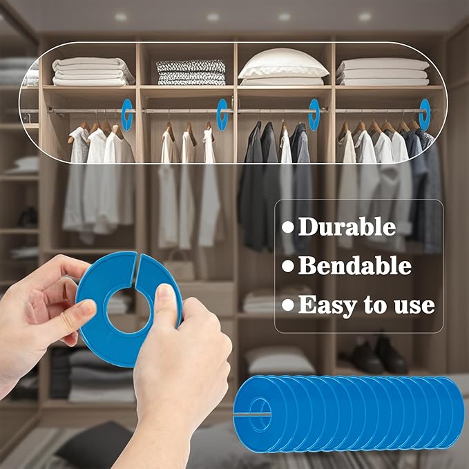 Sukh Baby Closet Dividers 30pcs - Plastic Clothes Organizer Shelf Tags Labels for Clothing Rack Wardrobe Store Warehouse Nursery Must Haves Boutique Supplies Sturdy Durable Flexible No Burrs (Blue)