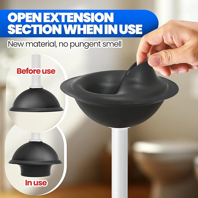 Toilet Plunger with Holder, Heavy Duty Plunger and Holder Combo for Bathroom Cleaning, Bathroom Decor, Bathroom Accessories, Toilet Bowl Cleaners, 19-Inch White