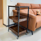 3-Tier Rolling Utility Cart with Lockable Wheels Storage Slim Storage Heavy Duty Cart Mobile Shelving Unit Craft Narrow Organizer for Bathroom Laundry Kitchen (Black)