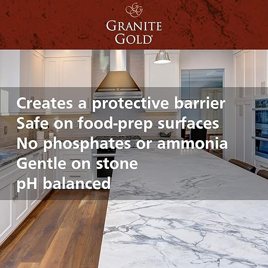 Granite Gold Granite Sealer Combo Pack, Water-Based Sealer Spray and Refill for Granite, Marble, Travertine, Natural Stone Countertops, 24 oz + 64 oz
