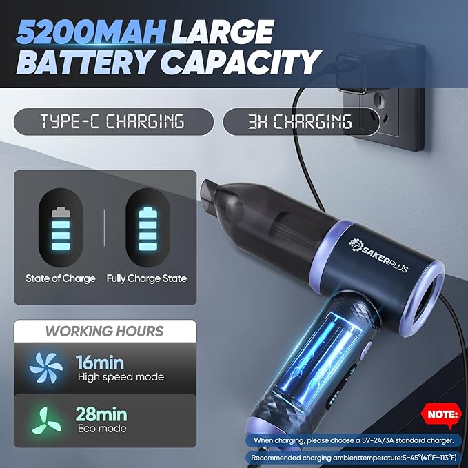 Car Vacuum Cleaner- 3 in 1 Cordless Handheld Vacuum Cleaner, 13000Pa High Power Car Vaccum Cleaner with Brushless Motor,Adjustable Cars Vaccum Portable Cordless for Cars,Desktop-DBS03