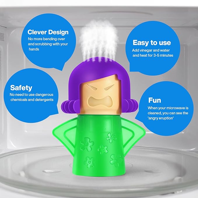 Spardar Angry Mama Microwave Oven Steam Cleaner, 2 Pack Microwave Cleaner for Kitchens, The Fun and Easy Way to Cleaning work with Amazing Results