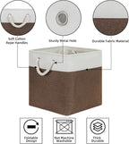 Bidtakay Collapsible Rustic Cube Storage - Brown Cloth Baskets with Handles, 13x13x13 Inch, Set of 3 Fabric Storage Bins