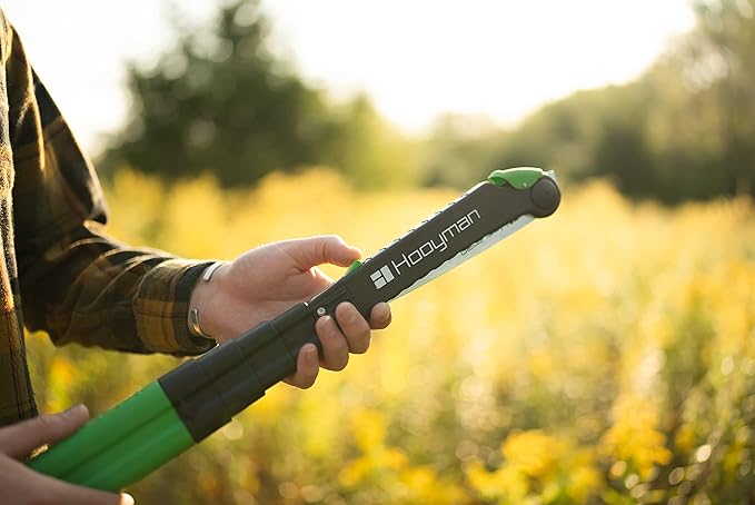 Hooyman Extendable Tree Saw with Compact Design, Detachable Handsaw and Telescoping Pole, No-Slip H-Grip, Impulse Hardened Teeth, and Wrist Lanyard for Tree Trimming, Hunting, Camping, and Outdoors
