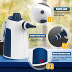 Powerful High-Pressure Steam Cleaner for Home, One-Touch Handheld Steam Cleaner with Safety Lock,9PCS Attachments, 350ML Steamer for Deep Cleaning Tile, Grout, Windows, Shower, Car, bathrooms,Kitchens