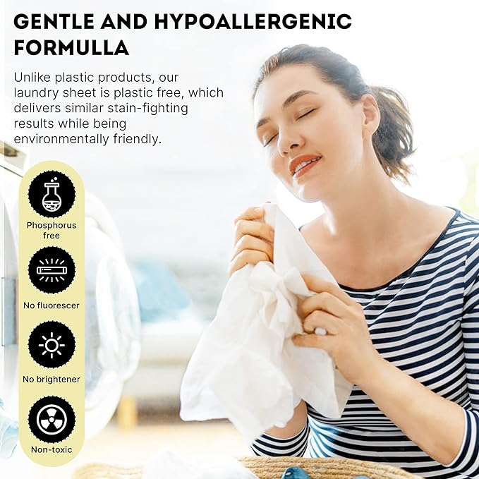 ECO ROOTS Laundry Detergent Sheets 64 loads | ECO FRIENDLY Unscented Sheets, Liquidless Travel Size Laundry Strips Detergent, Zero Waste Plastic Free Sustainable Washer Products