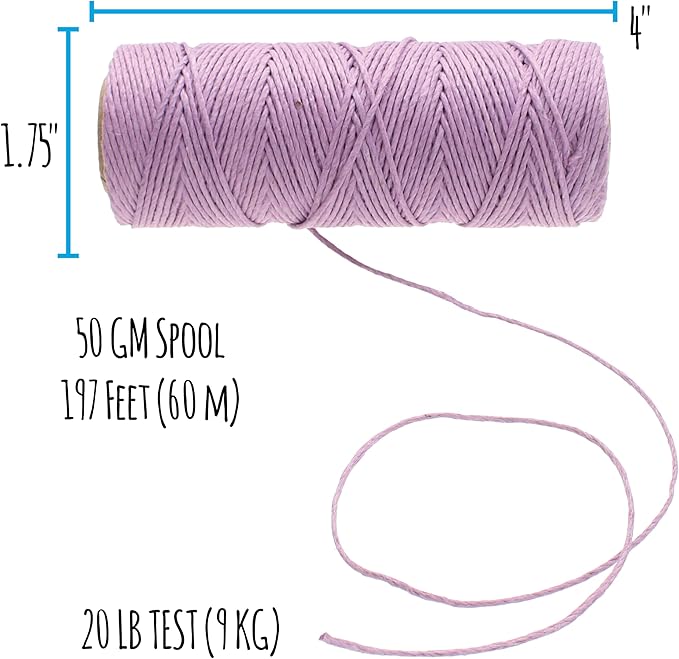 The Beadsmith 100% Hemp Cord – Purple Color – 2mm, 197 Foot Spool, 20LB Test Strength – Twine for Jewelry Making, Macrame, Paper Crafts, Gardening, Scrapbooking, Home Décor, DIY String Art & More