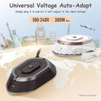 Newbealer Travel Iron with Global Voltage, 100-240V Mini Dry Iron for Clothes (No Steam), Max 300W, 60s Heat Up, 302℉ Non-Stick Ceramic Soleplate, 0.8lbs Ultra-Lightweight (Brown)