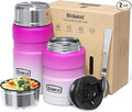 Insulated Food Jar Set – 25.4oz & 17oz Stainless Steel Containers with Folding Spoon and Carrying Bags – Leak-Proof, Keeps Food Hot or Cold for up to 12 Hours – Ideal for Work, School, Travel