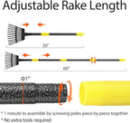 Rake, Metal Garden Leaf Rake for Leaves with 32 Gallon Lawn and Leaf Bags & Leaf Scoops, Adjustable 11 Tines 9" Wide Small Adult Kids Lawn Shrub Yard Landscape Rake Heavy Duty Long Handle 30-60