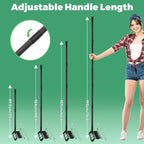 Stirrup Hoe Garden Tool Weed Puller with 76.8Inch Adjustable Stainless Steel Handle, Heavy Duty Hula Hoe and 12 Tines Rake 2 in 1 Gardening Tools Garden Cultivator for Weeding Soil Loosening, Black