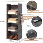 Hanging Closet Organizer 4 Shelf - Hanging Cube Organizer with Pockets, Sweater Shoe Storage, Max Storage for RV Closet, Grey (2)