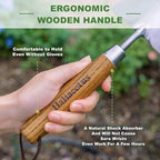 Haliaeetus Garden Trowel with Serrated Edge, 4'' Depth Marks Planting Shovel, V-Shaped Sharp Edge Garden Tool, Stainless Steel with Comfortable Wood Handle for Planting and Weeding