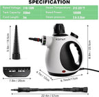 Steam Cleaner, Handheld Pressurized Steamer with 10-Piece Accessory Set, Multipurpose Portable Upholstery Steamer Cleaning with Safety Lock, All Natural Steam Cleaner for Home, Upholstery, Car, Floor