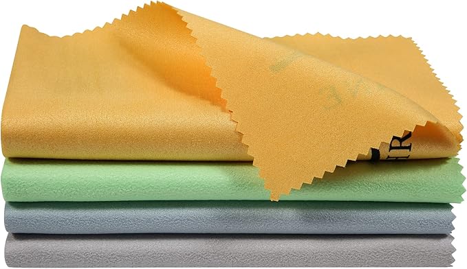 Hricane 4-Pack 12"x12" Guitar Cloths Ultrafine fiber suede Plush Polishing Cloths for Musical Instruments Premium Polishing & Cleaning Cloths for Guitar Violin Piano Clarinet Trumpet Sax Universal